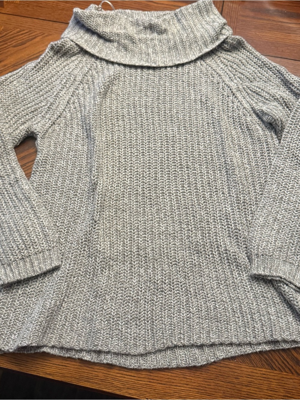 RD Style Sweater Womens Medium Grey Cowl Neck Marled Pullover Raglan Knit